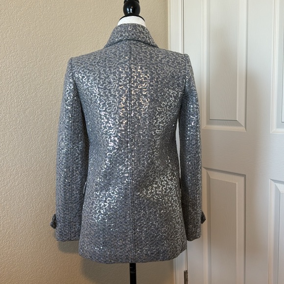 Alice + Olivia “Teagler” Silver Sequin Coat Size S - Picture 4 of 15